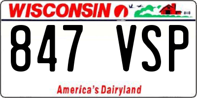 WI license plate 847VSP