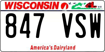 WI license plate 847VSW