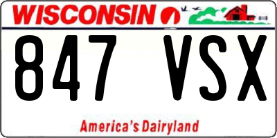 WI license plate 847VSX