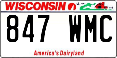 WI license plate 847WMC