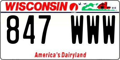 WI license plate 847WWW
