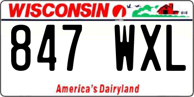 WI license plate 847WXL