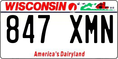 WI license plate 847XMN