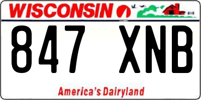 WI license plate 847XNB