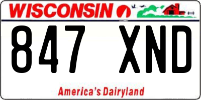 WI license plate 847XND