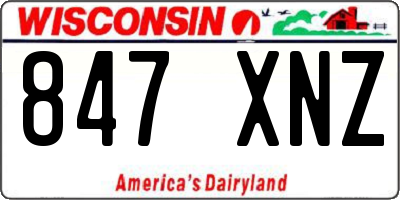 WI license plate 847XNZ