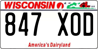 WI license plate 847XOD