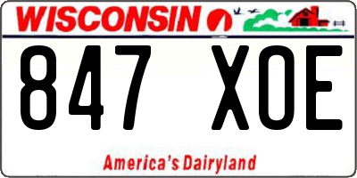 WI license plate 847XOE