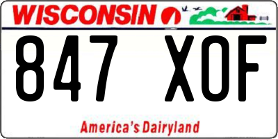 WI license plate 847XOF