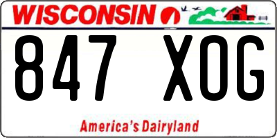 WI license plate 847XOG