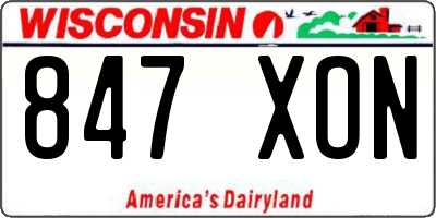 WI license plate 847XON