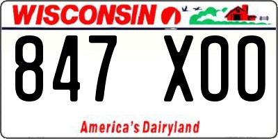 WI license plate 847XOO