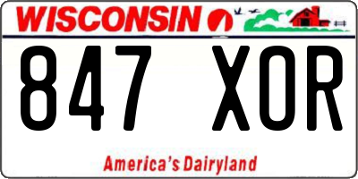 WI license plate 847XOR
