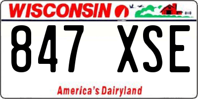 WI license plate 847XSE