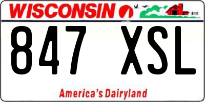 WI license plate 847XSL