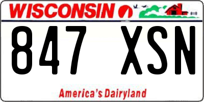 WI license plate 847XSN