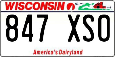 WI license plate 847XSO