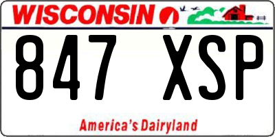 WI license plate 847XSP