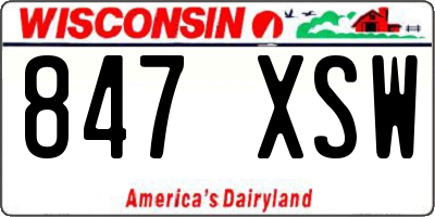 WI license plate 847XSW
