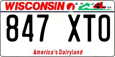 WI license plate 847XTO