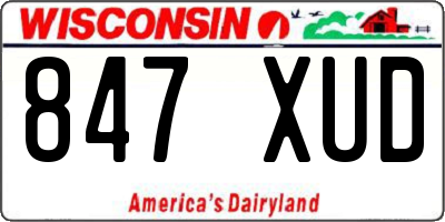 WI license plate 847XUD