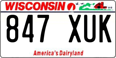 WI license plate 847XUK