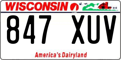 WI license plate 847XUV