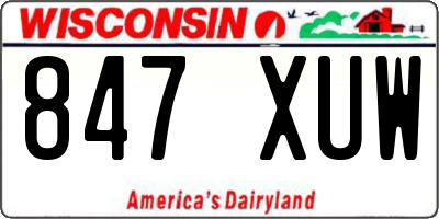 WI license plate 847XUW