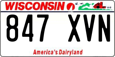 WI license plate 847XVN