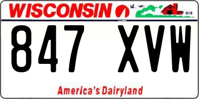 WI license plate 847XVW