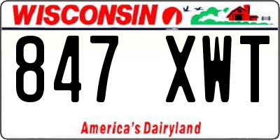 WI license plate 847XWT