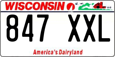 WI license plate 847XXL