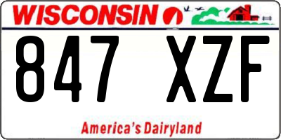 WI license plate 847XZF