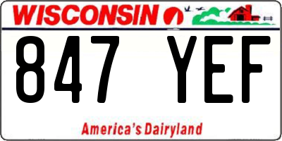 WI license plate 847YEF