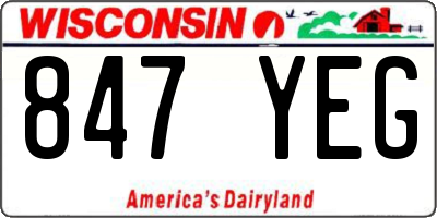 WI license plate 847YEG