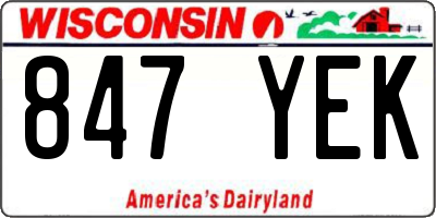 WI license plate 847YEK