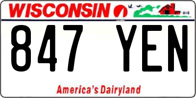 WI license plate 847YEN