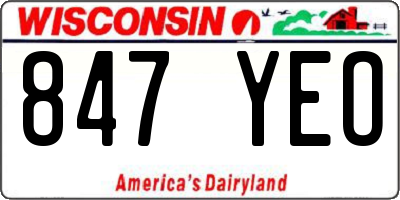 WI license plate 847YEO