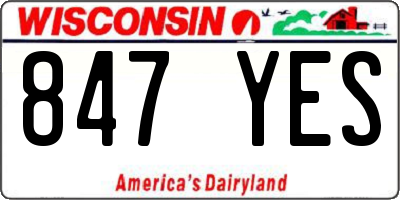WI license plate 847YES