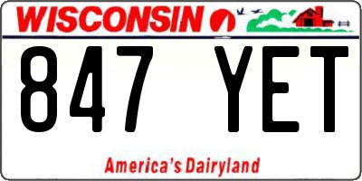 WI license plate 847YET