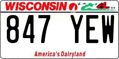 WI license plate 847YEW
