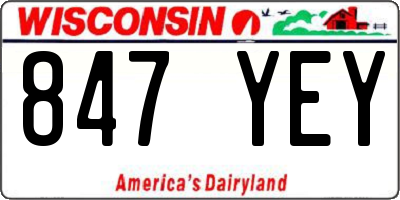 WI license plate 847YEY