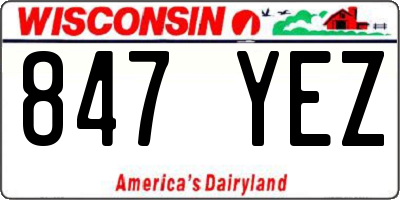 WI license plate 847YEZ