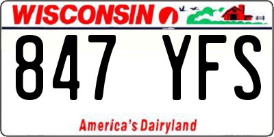 WI license plate 847YFS