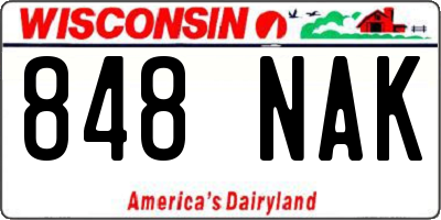 WI license plate 848NAK