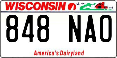 WI license plate 848NAO