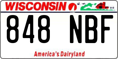 WI license plate 848NBF