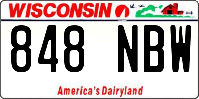 WI license plate 848NBW