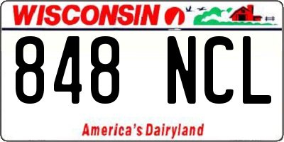 WI license plate 848NCL