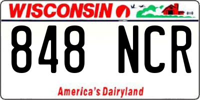 WI license plate 848NCR